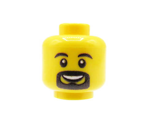 Man, beard - Custom printed minifig head - yellow