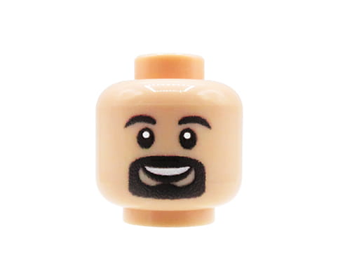 Male, beard - Custom printed minifig head - light flesh