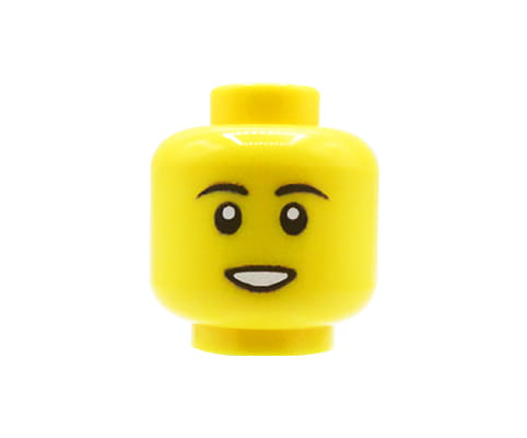 Male, open mouth - Custom printed minifig head - yellow