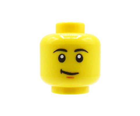 Male, crooked smile - Custom printed minifig head - yellow