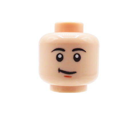 Male, crooked smile - Custom printed minifig head - light flesh