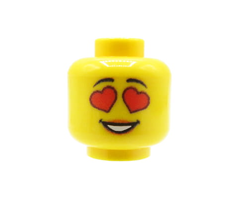 Female, heart eyes - Custom printed minifig head - yellow