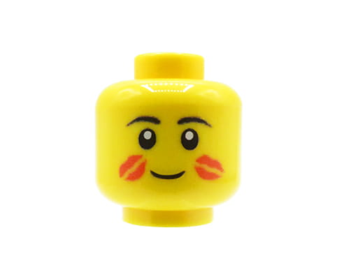 Male, kisses - Custom printed minifig head - yellow