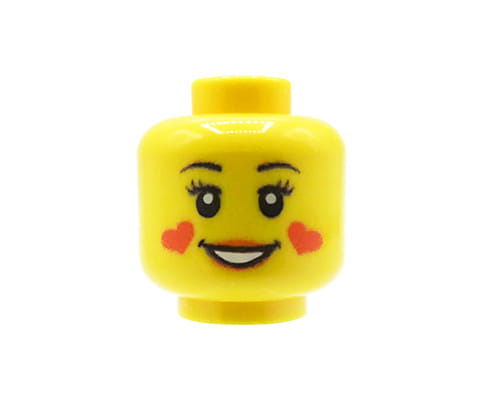 Female, love blush - Custom printed minifig head - yellow