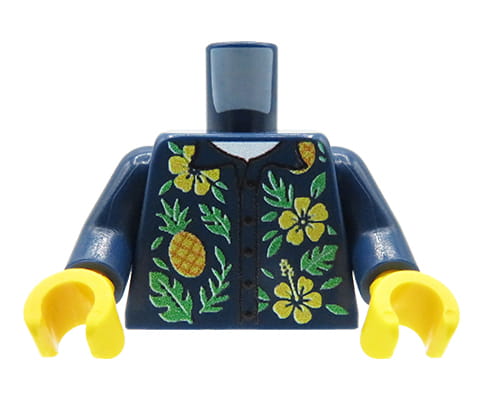 Koszula hawajska - Nadruk custom na torsie figurki - żółte dłonie