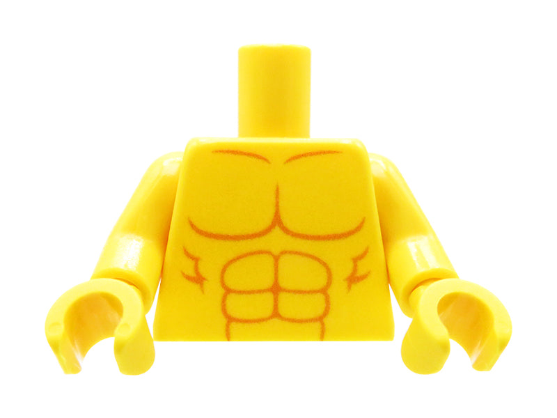 Bare chest - Custom printed minifig torso - light flesh hands