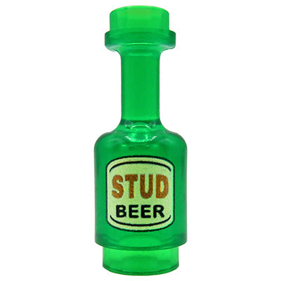 Custom LEGO beer in a green bottle "Stud Beer"