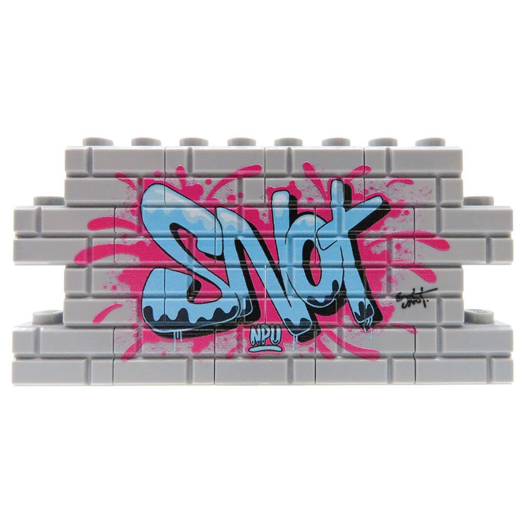 NAH Customs - Blue street art graffiti custom printed on LEGO SNOT bricks