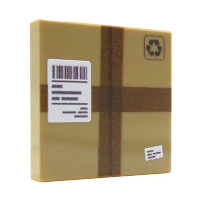 NAH Customs - Cardboard shipping box package custom printed on 2x2 LEGO tile