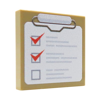 NAH Customs - Clipboard with office documents custom printed on 2x2 LEGO tile