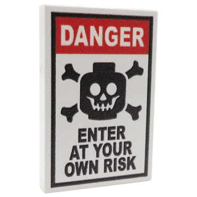 NAH Customs - Danger universal warning sign hazard safety notice custom printed on 2x3 LEGO tile