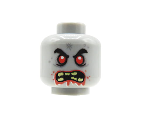 NAH Customs - Furious zombie head raging undead monster expression custom printed on authentic LEGO minifigure piece