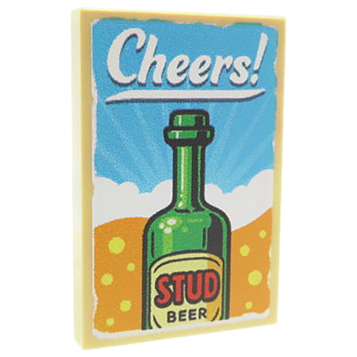 NAH Customs - Stud Beer bottled poster retro alcohol advertisement custom printed on 2x3 LEGO tile