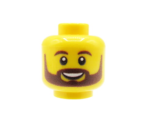 Mężczyzna, brązowa broda, żółta - Nadruk custom na główce figurki - żółta