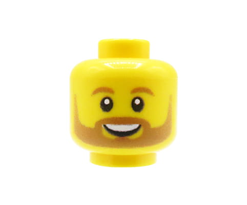 Man, light beard - Custom printed minifig head - yellow