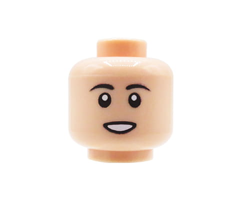 Male, open mouth - Custom printed minifig head - light flesh