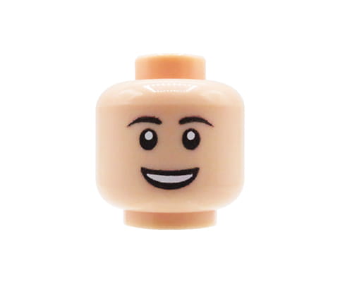 Male, smile - Custom printed minifig head - light flesh