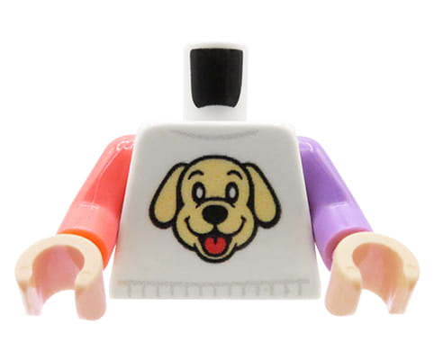 Dog shirt - Custom printed minifig torso - light flesh hands