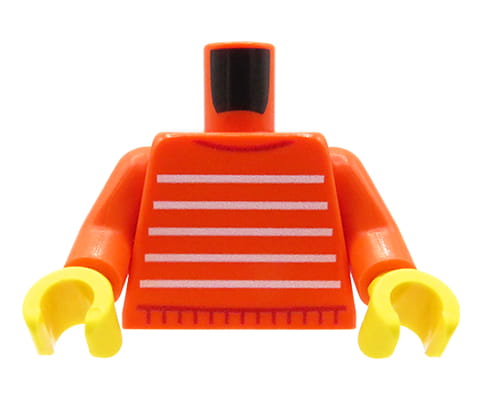 Czerwony sweter - Nadruk custom na torsie figurki - żółte dłonie