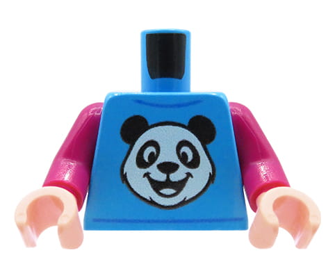 Panda shirt - Custom printed minifig torso - light flesh hands