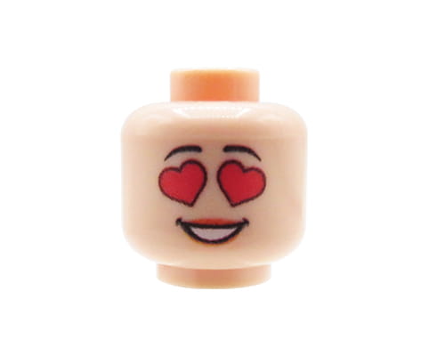 Female, heart eyes - Custom printed minifig head - light flesh