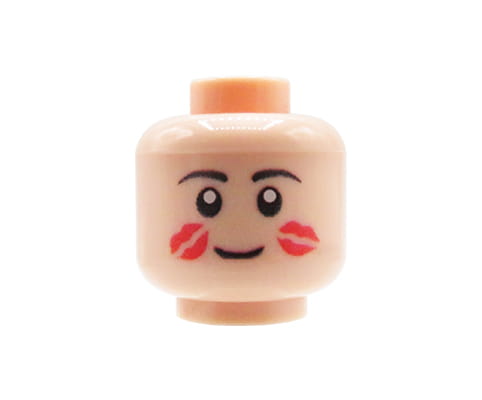 Male, kisses - Custom printed minifig head - light flesh