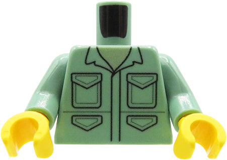 Military jacket - Custom printed minifig torso - light flesh hands