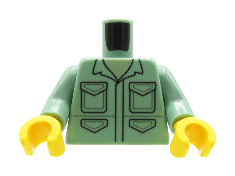 Military jacket - Custom printed minifig torso - light flesh hands