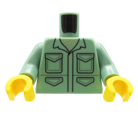 Military jacket - Custom printed minifig torso - light flesh hands
