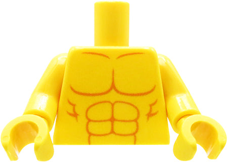 Bare chest - Custom printed minifig torso - light flesh hands