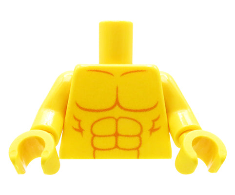 Bare chest - Custom printed minifig torso - light flesh hands
