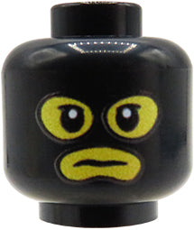 Black Balaclava - Custom printed minifig head - yellow
