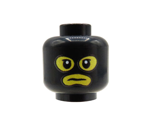 Black Balaclava - Custom printed minifig head - yellow