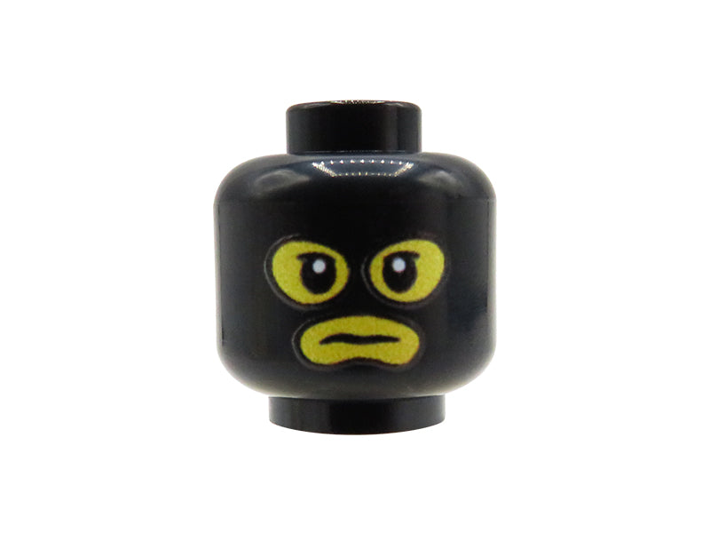 Black Balaclava - Custom printed minifig head - yellow