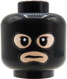 Black Balaclava - Custom printed minifig head - light flesh