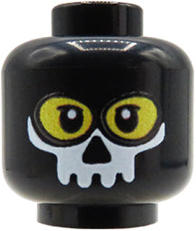 Black Ghost Mask / Balaclava - Custom printed minifig head - yellow