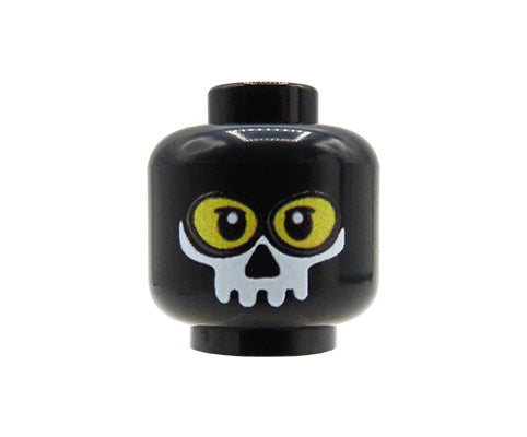 Black Ghost Mask / Balaclava - Custom printed minifig head - yellow