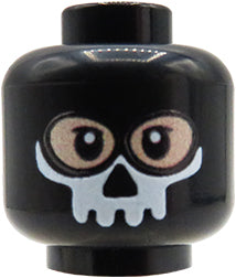 Black Ghost Mask / Balaclava - Custom printed minifig head - light flesh
