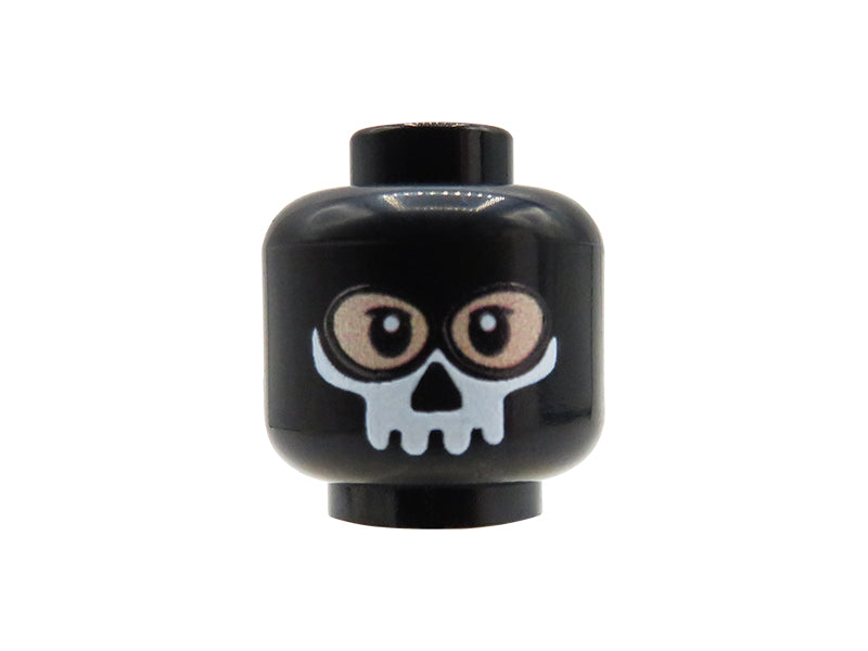 Black Ghost Mask / Balaclava - Custom printed minifig head - light flesh
