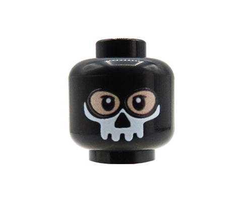 Black Ghost Mask / Balaclava - Custom printed minifig head - light flesh