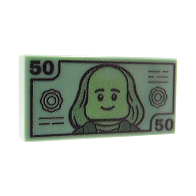 50 Banknote / Bill - Custom printed tile 1x2