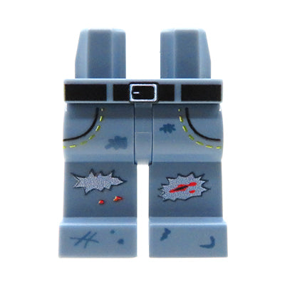 Custom printed LEGO legs – Zombie – blue jeans with rips and blood stains