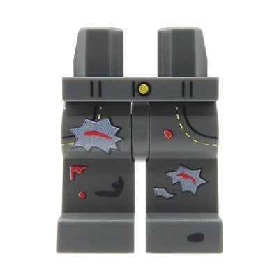 Custom printed LEGO legs – Zombie – dark grey trousers with pockets, rips, blood and dirt stains
