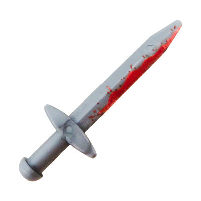 Custom printed LEGO sword, knight, silver, bloodstained