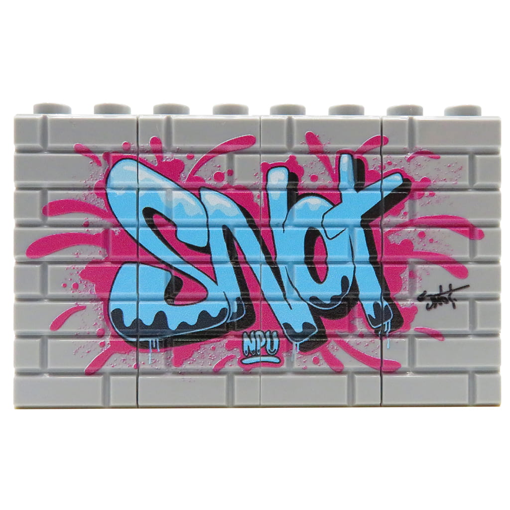 NAH Customs - Blue street art graffiti custom printed on LEGO SNOT bricks