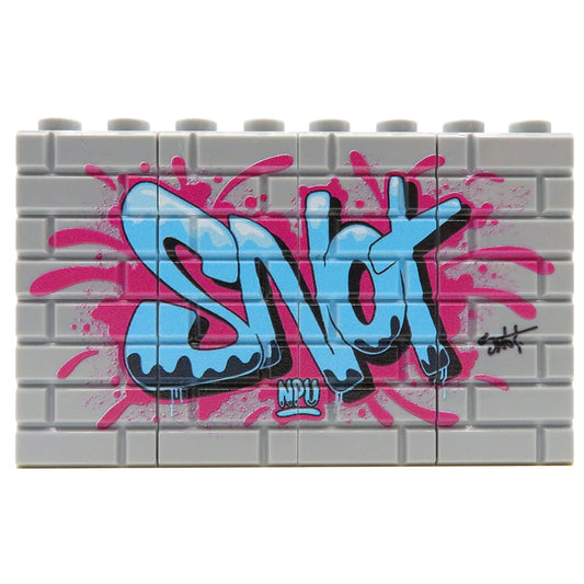 NAH Customs - Blue street art graffiti custom printed on LEGO SNOT bricks