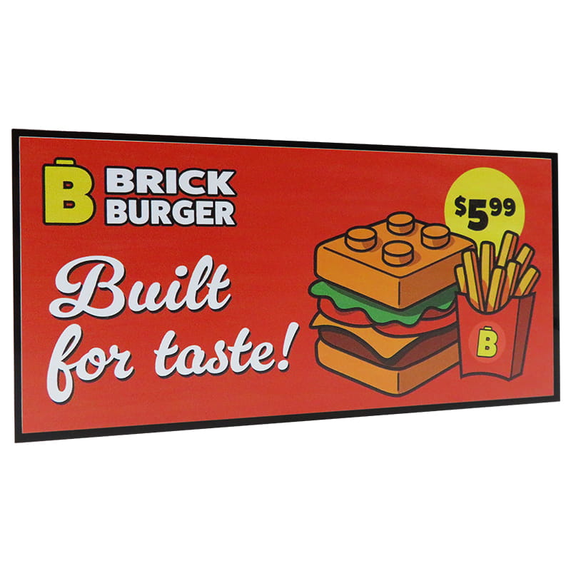 NAH Customs - Brick Burger fast food restaurant advertisement billboard custom printed on large 8x16 LEGO tile
