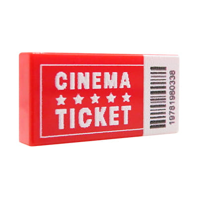 NAH Customs - Cinema movie ticket custom printed on 1x2 LEGO tile