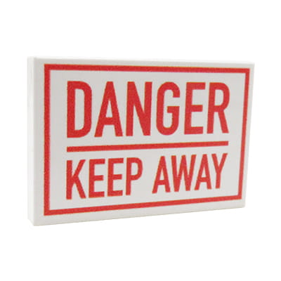NAH Customs - Danger Keep Away warning sign construction site hazard accessory custom printed on 2x3 LEGO tile