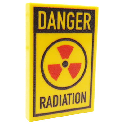 NAH Customs - Danger Radiation radioactive hazard warning sign nuclear power plant accessory custom printed on 2x3 LEGO tile